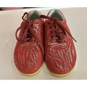 Martial Arts Sneakers Red Silver Threads Youth Size 34